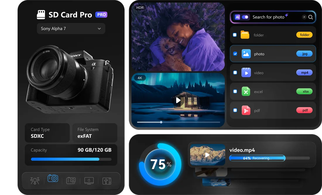 Recoverit Premium recuperando fotografías, vídeos y documentos de una tarjeta SD